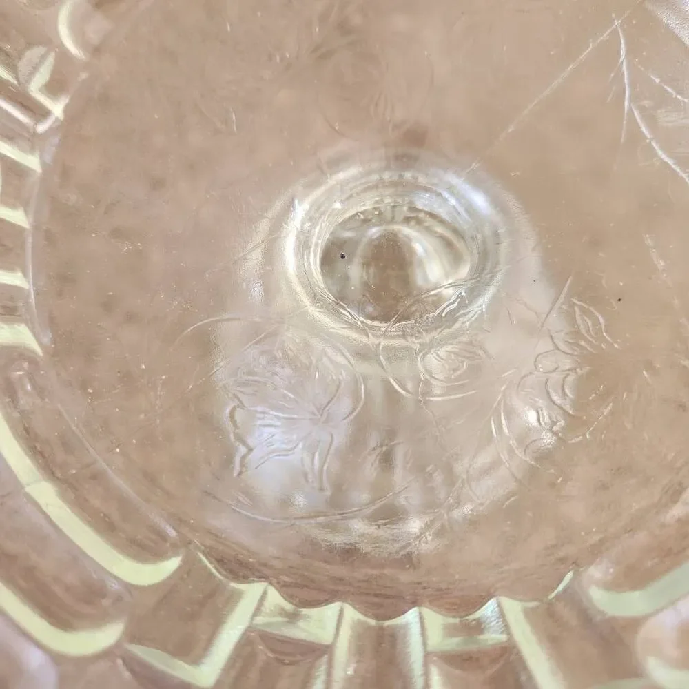 Glass trifle bowl home kitchen serving luncheon dinner dish geometric roses